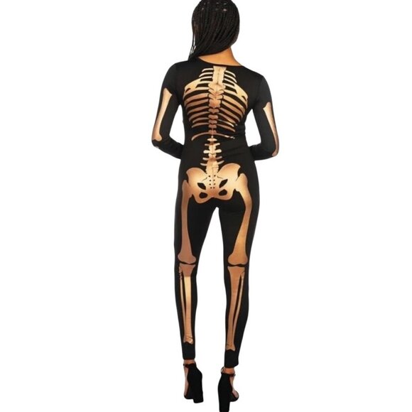 Tipsy Elves Womens Skeleton Print Costume Bodysuit S Halloween fun party event - Picture 4 of 9